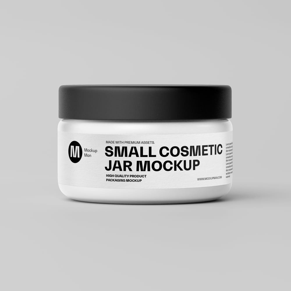 Free Small Cosmetic Glass Jar Mockup PSD