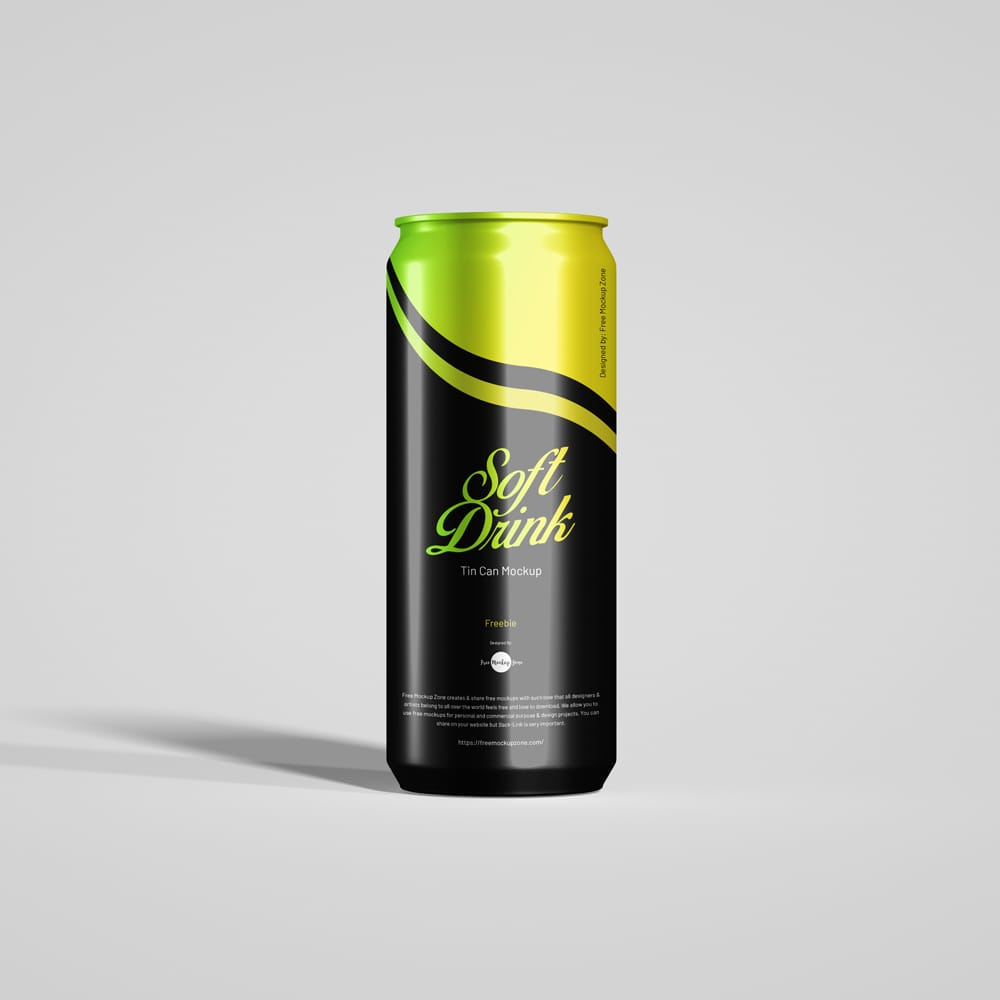 Free Soft Drink Tin Can Mockup PSD