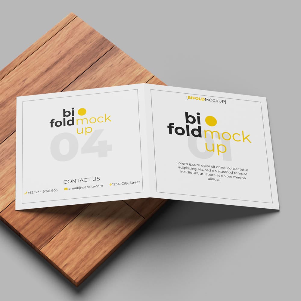 Free Square Bifold Brochure Mockup PSD