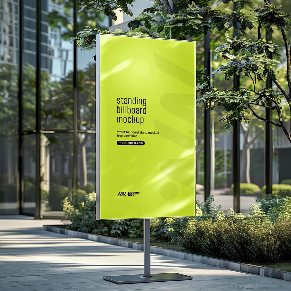 Free Street Advertising Standing Billboard Mockup PSD