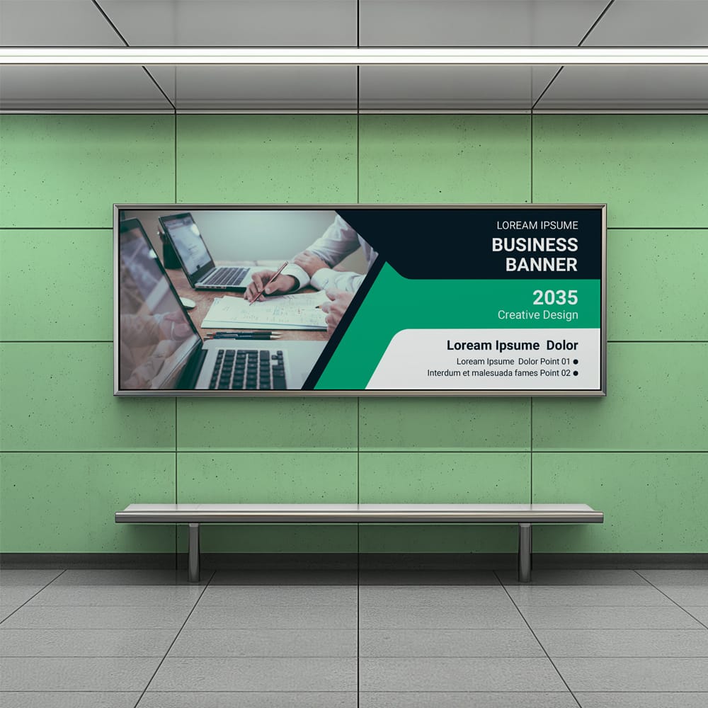 Free Subway Advertising Sign Mockup PSD