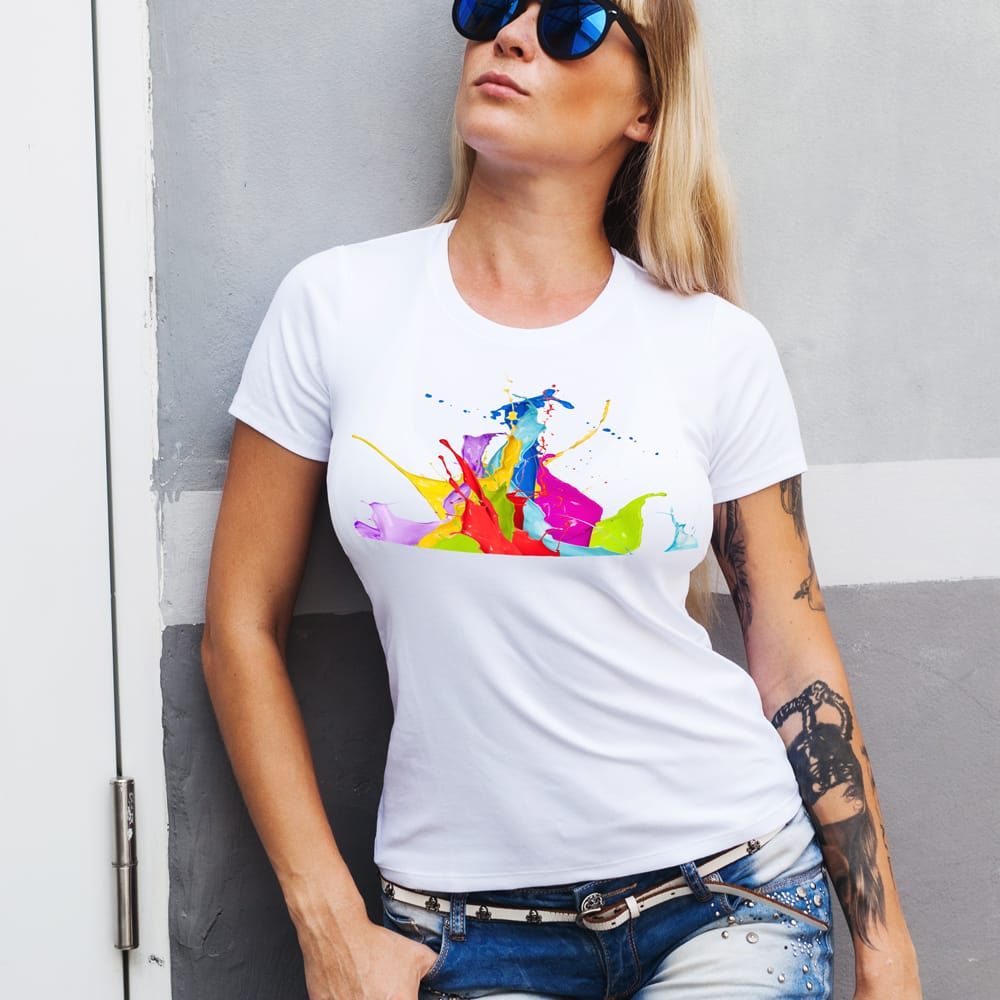 Free Sun Girl T-shirt Mockups PSD