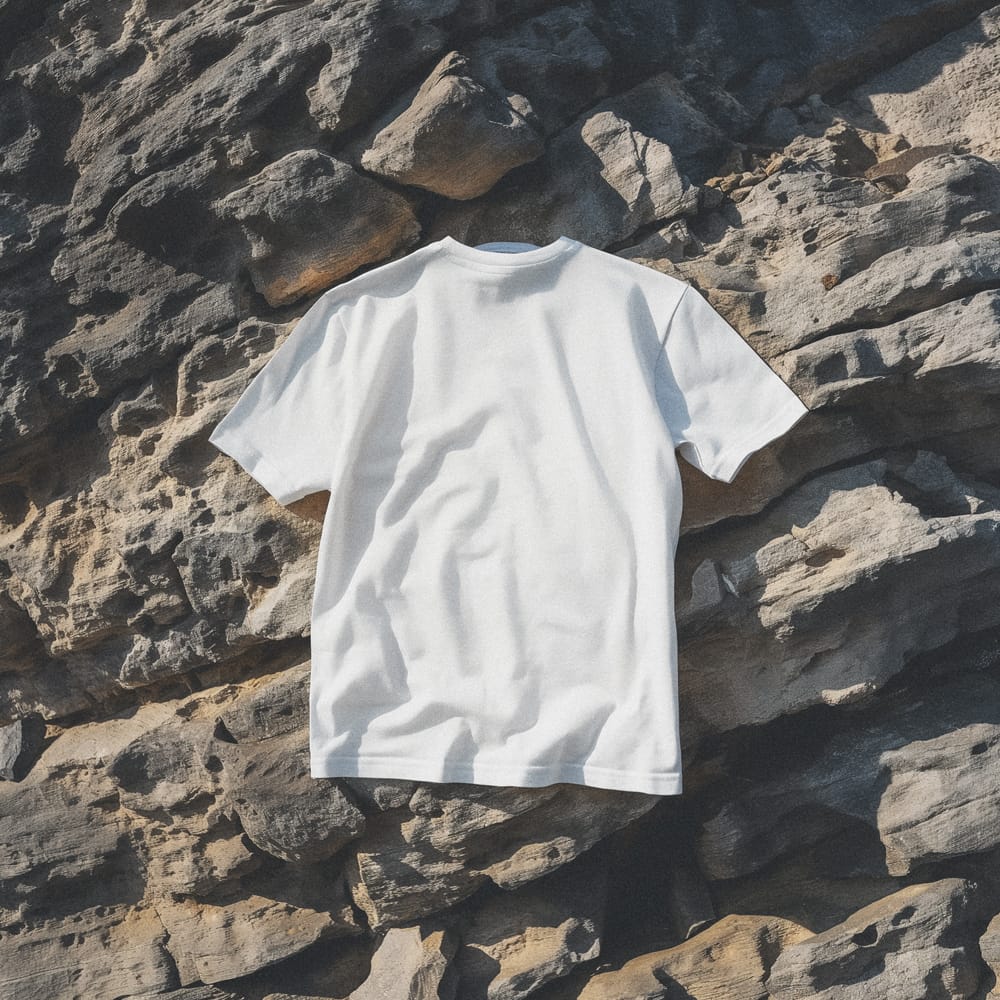 Free T-shirt Mockup on Rock Background PSD