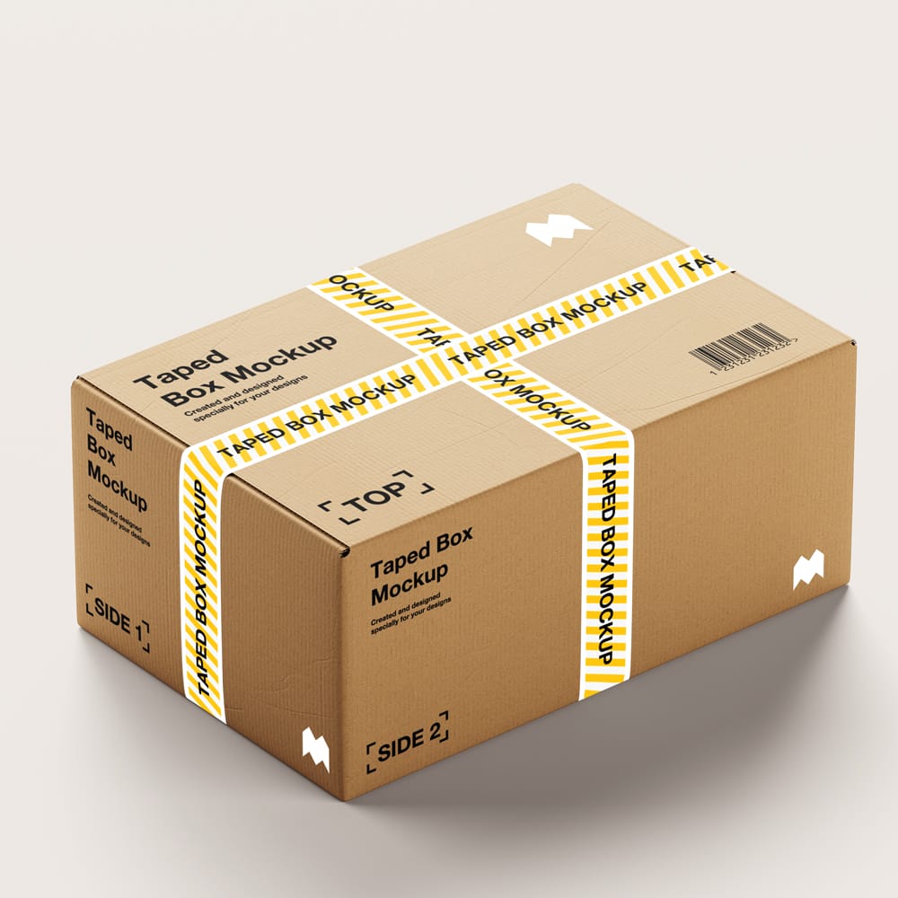 Free Taped Box Mockup PSD