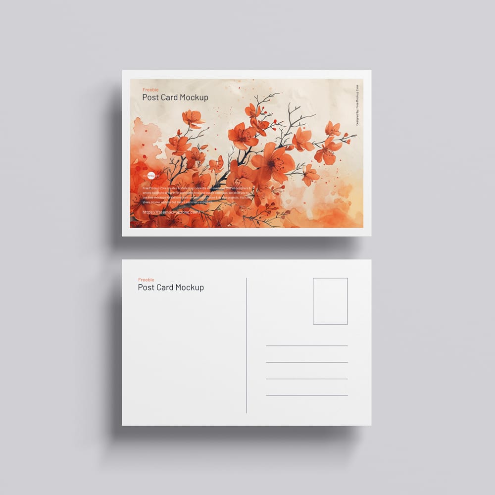 Free Top View Post Card Mockup PSD