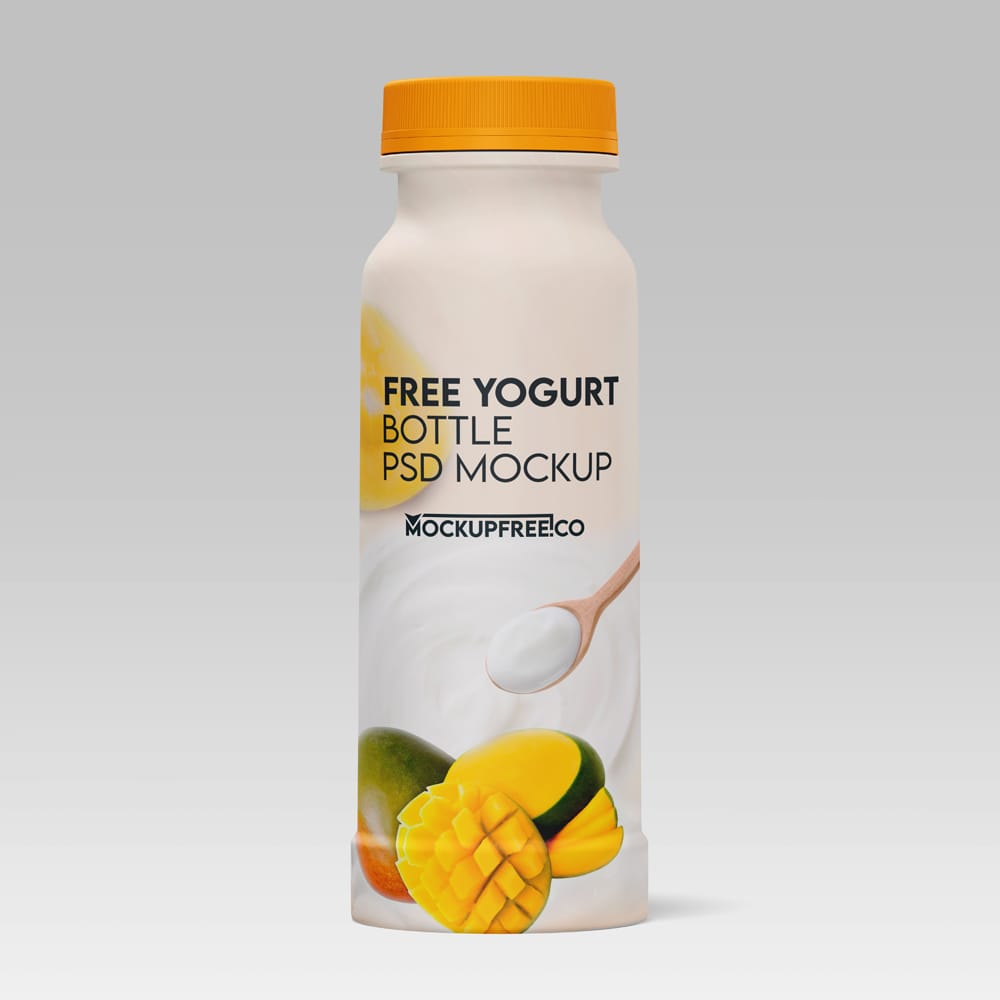 Free Yogurt Bottle Mockup Template PSD