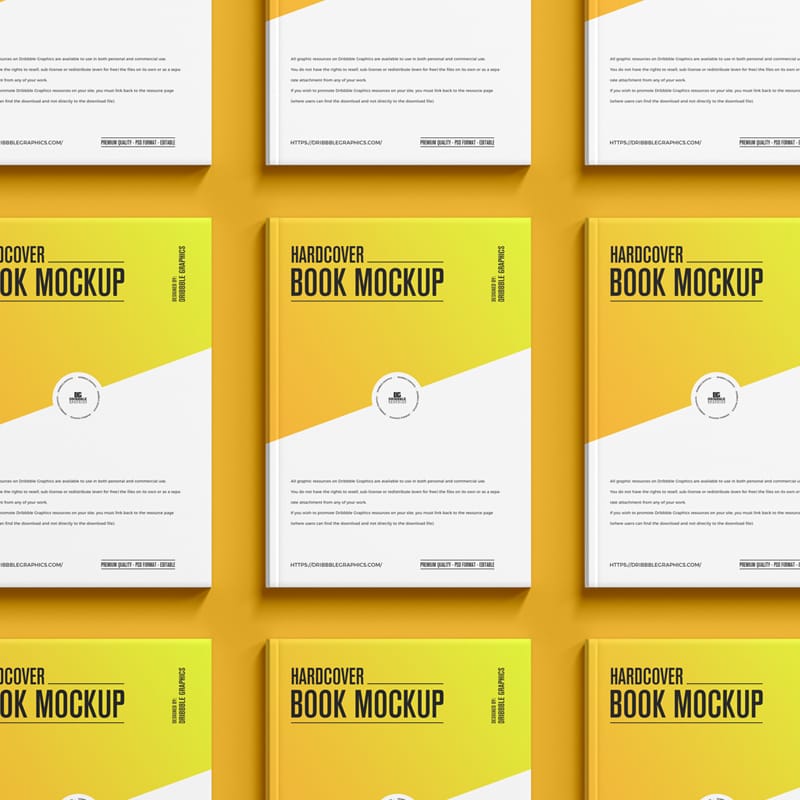 Grid Hardcover A4 Book Mockup PSD