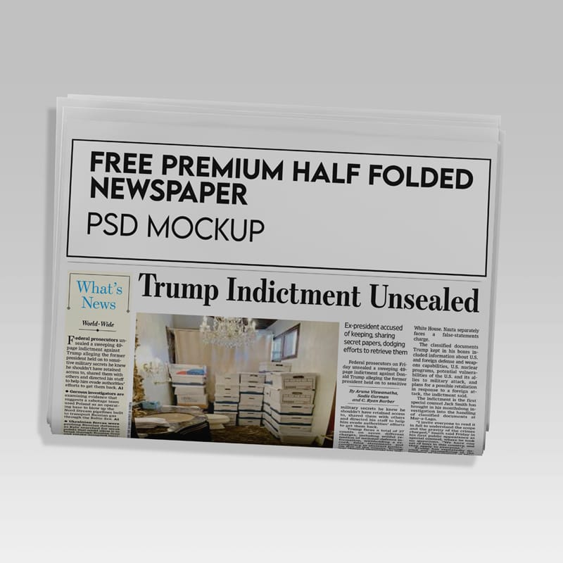 Half Folded Newspaper Mockup PSD
