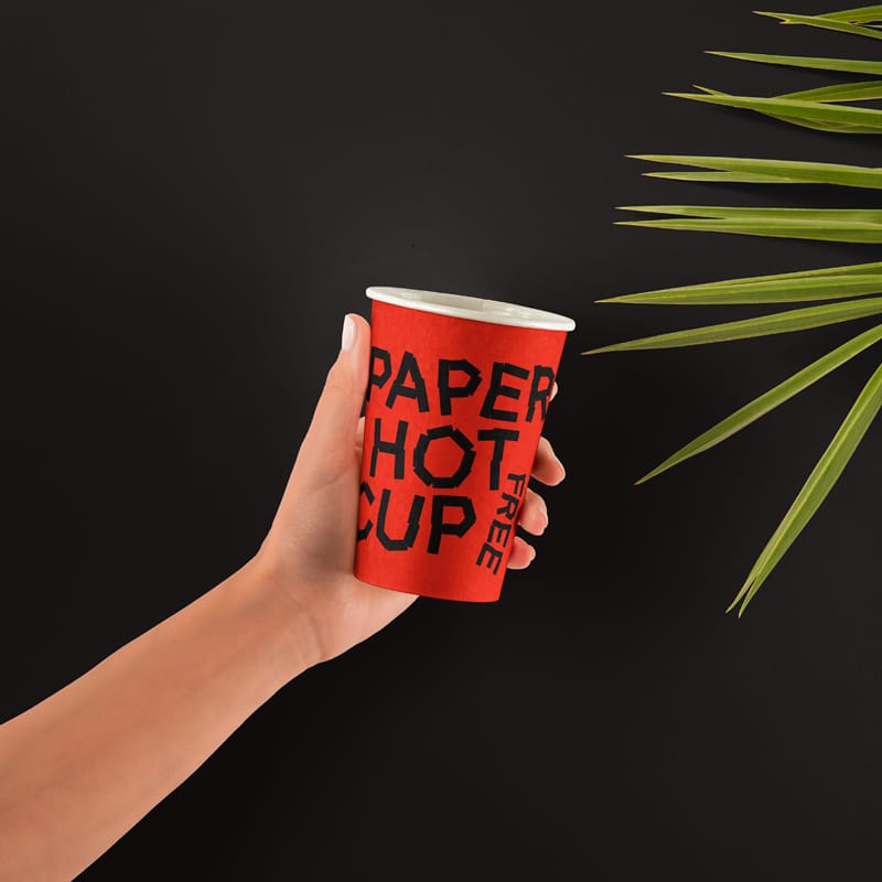 Hands Holding Paper Hot Cup Mockup PSD