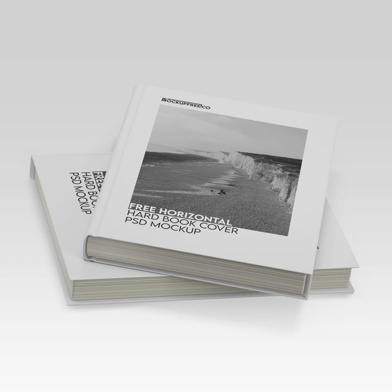Horizontal Hard Book Cover Mockup PSD