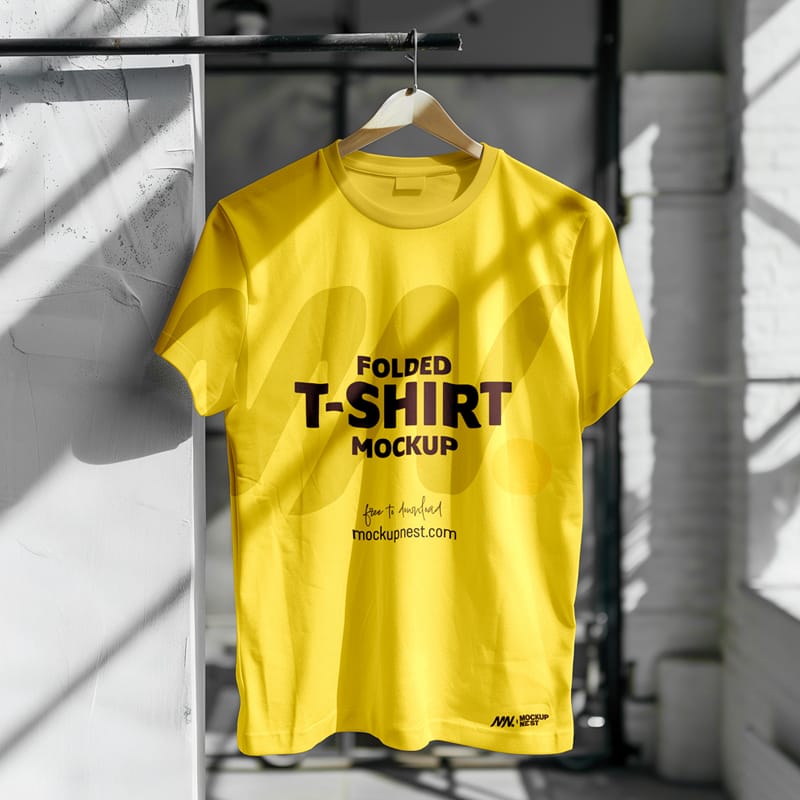 Indoor Light Hanging T-Shirt Mockup PSD