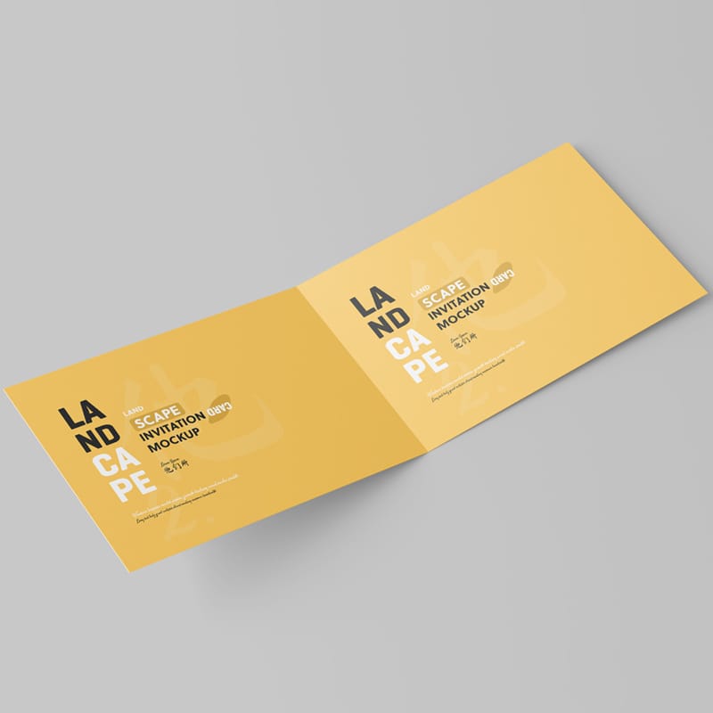 Landscape Folded Invitation Card Mockup PSD