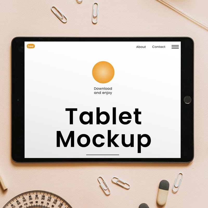 Lying Horizontal Tablet Mockup PSD