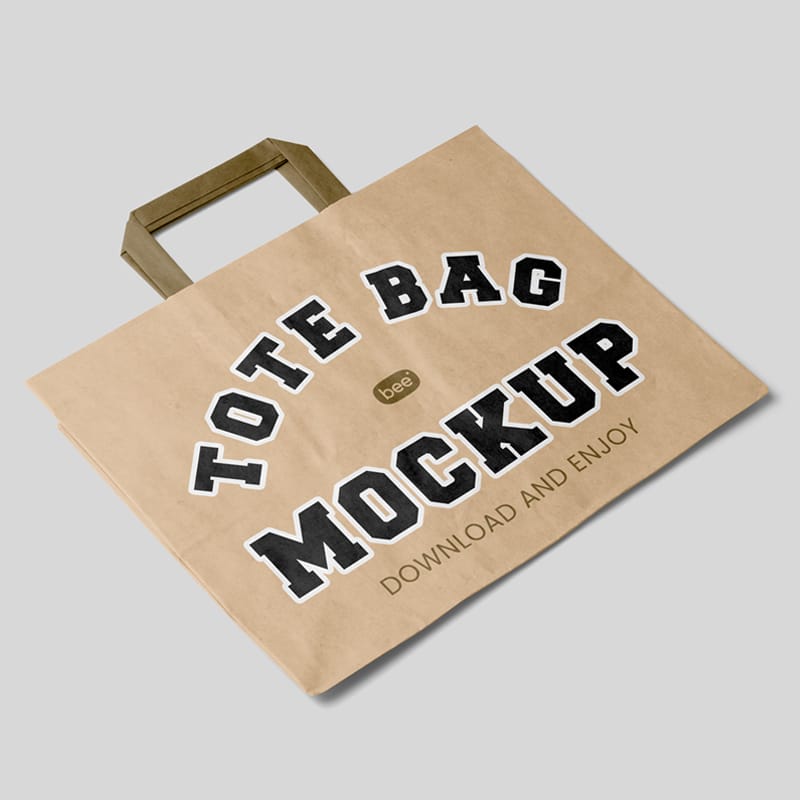 Lying Wide Paper Bag Mockup PSD