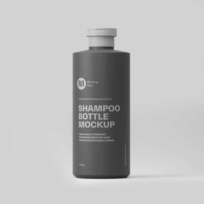 Matte Plastic Shampoo Bottle Mockup PSD