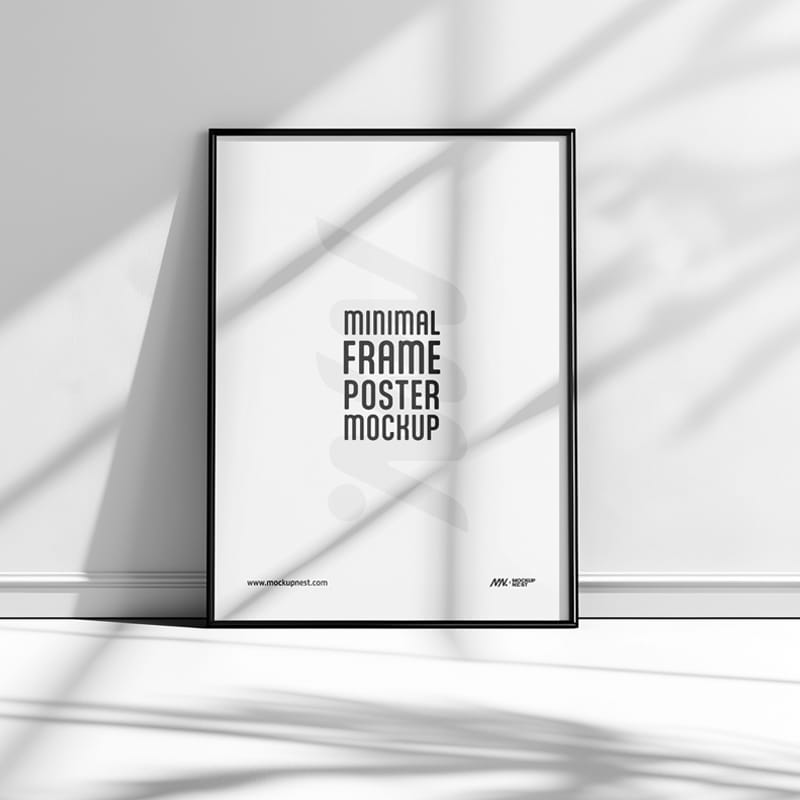Minimal Frame Poster Mockup With Shadow Overlay PSD