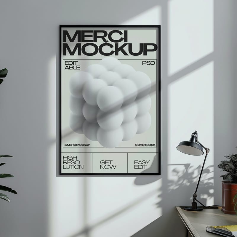 Minimalist Black Frame Poster Mockup PSD