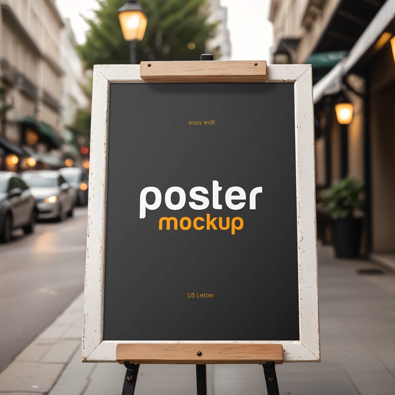 Outdoor Restaurant Menu Stand Board Mockup PSD