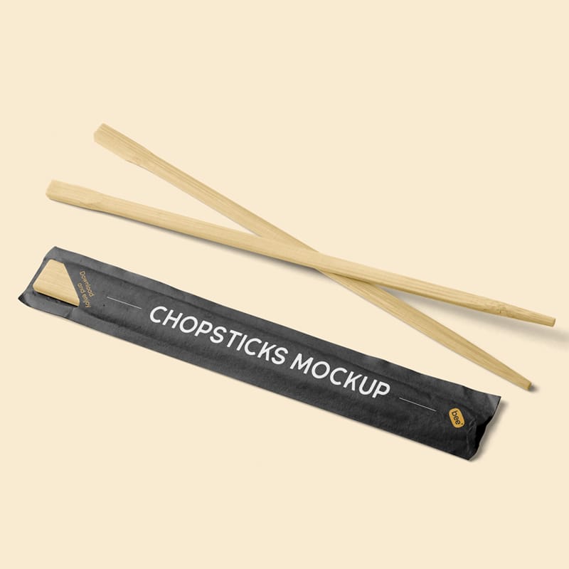 Perspective Chinese Chopsticks Mockup PSD