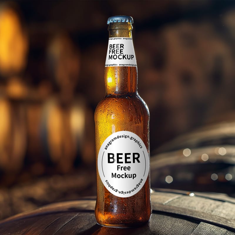 Photo Realistic Beer Bottle Mockup PSD