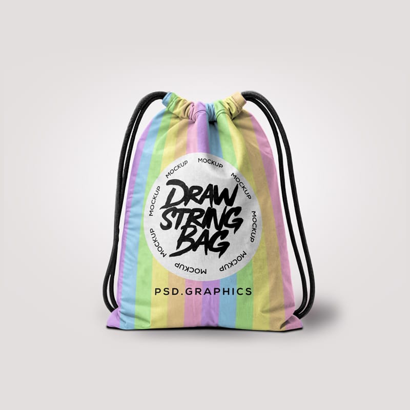 Realistic Drawstring Bag Mockup PSD