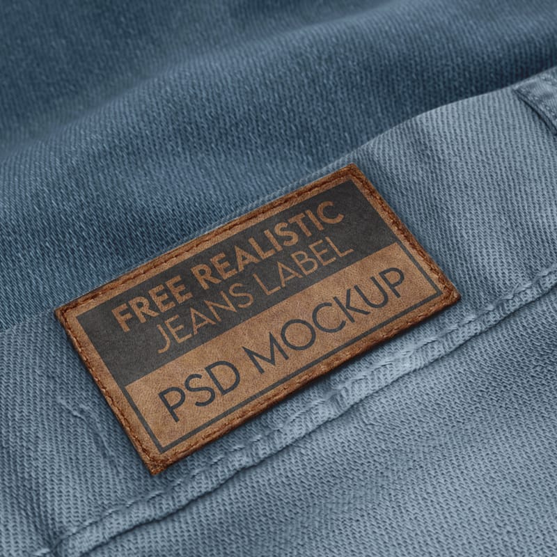 Realistic Jeans Label Mockup PSD