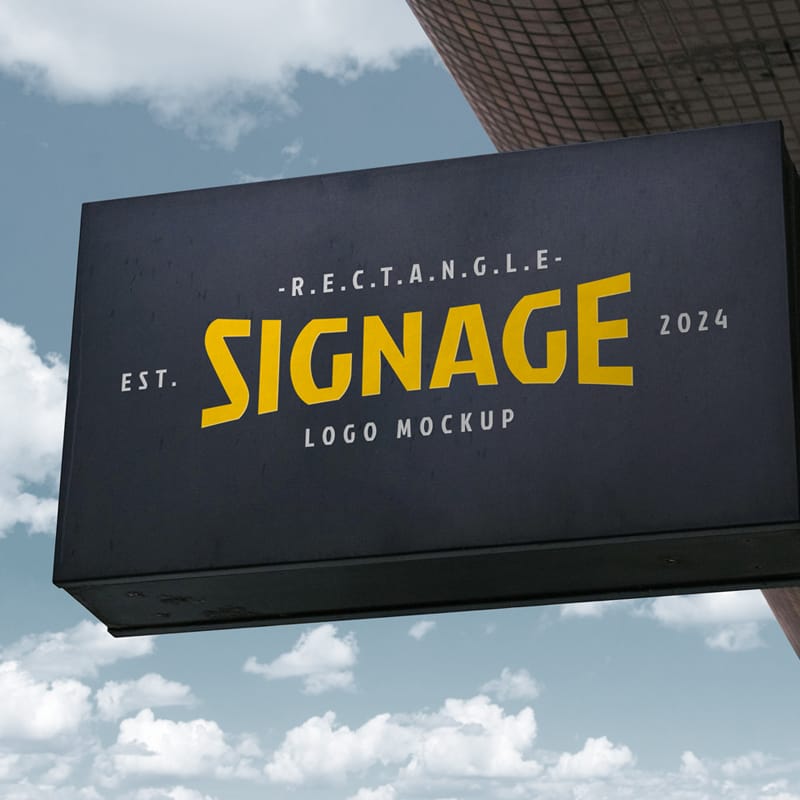 Rectangle Signage Mockup Template PSD