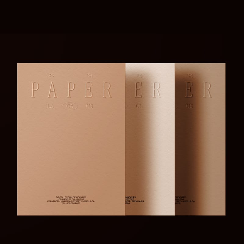 Scene With Paper Mockups On Black Background PSD