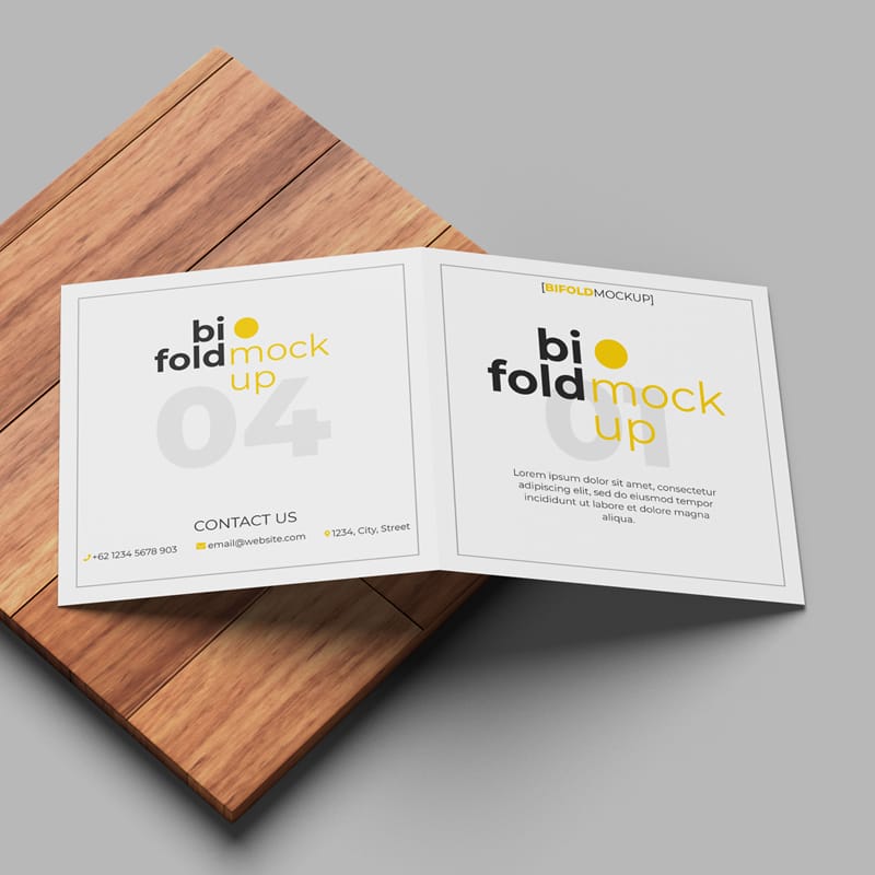 Square Bifold Brochure Mockup PSD