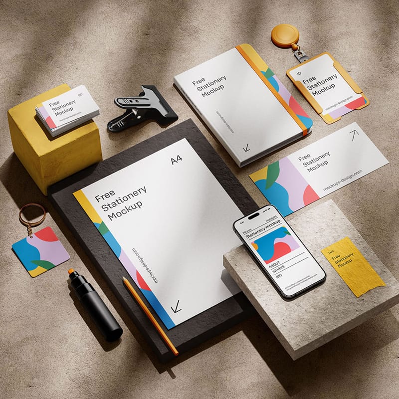 Stationery on Stones Mockup PSD