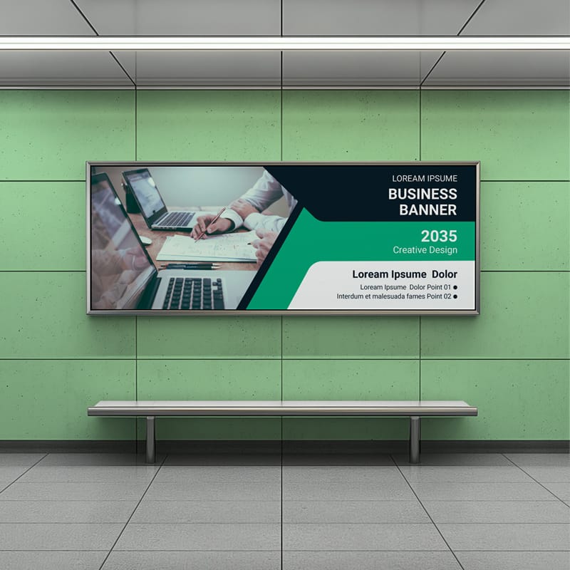 Subway Advertising Sign Mockup PSD