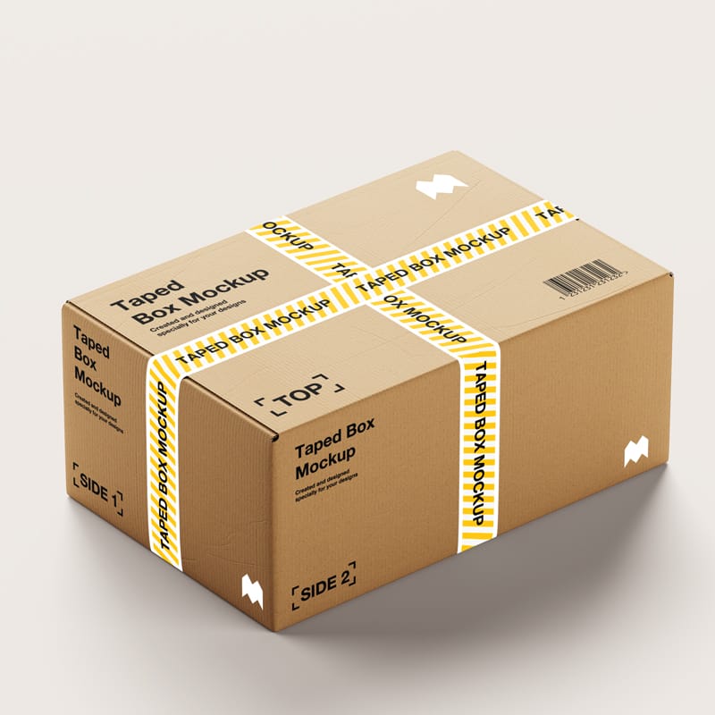 Taped Box Mockup PSD