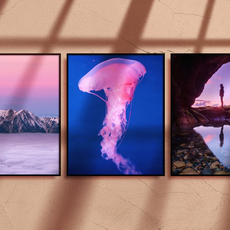 Three 4:5 Frame Posters Mockup PSD