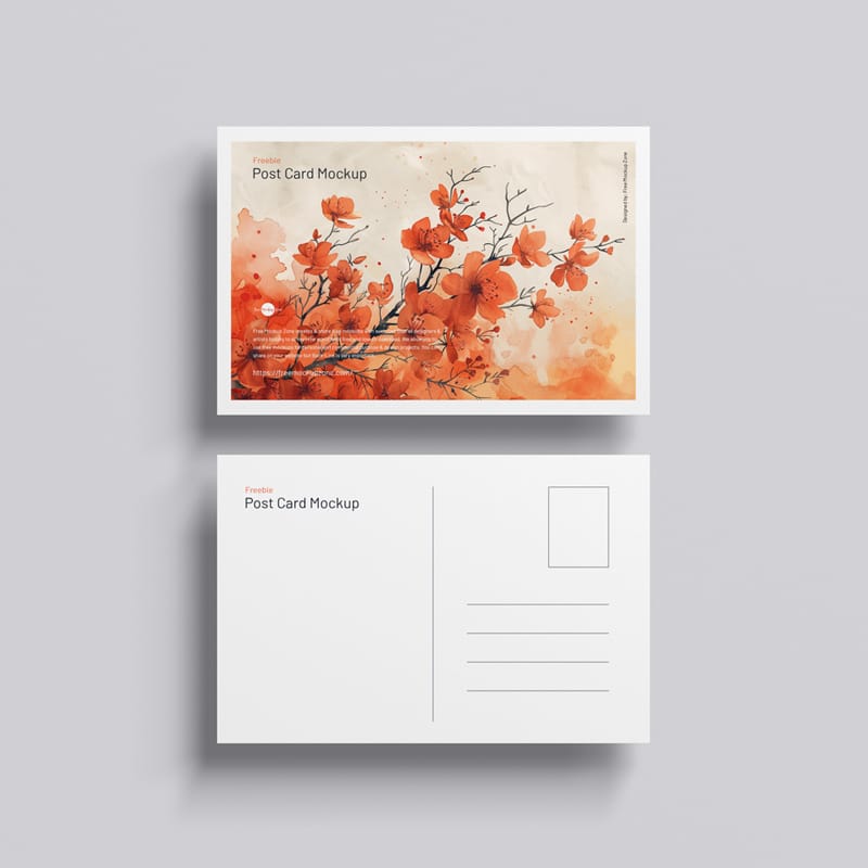 Top View Post Card Mockup PSD