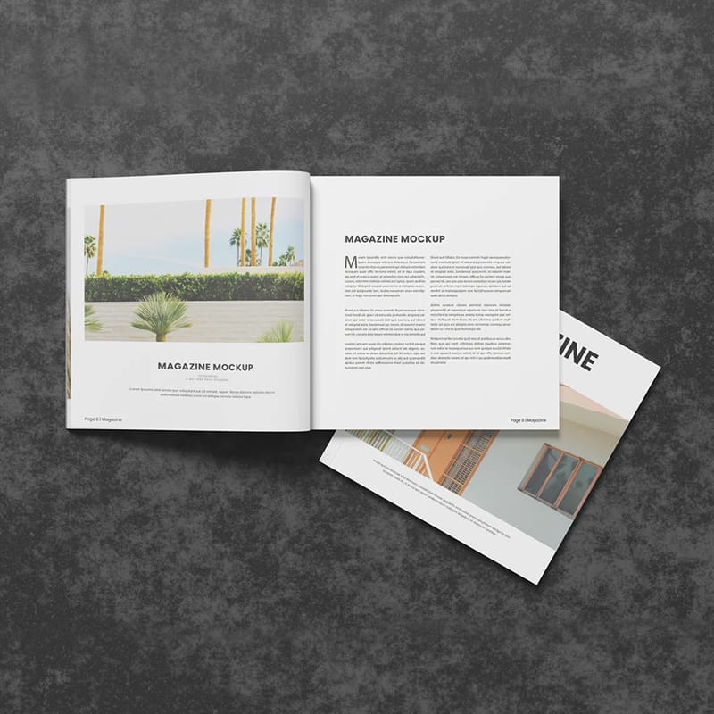 Top View Square Magazine Mockup PSD