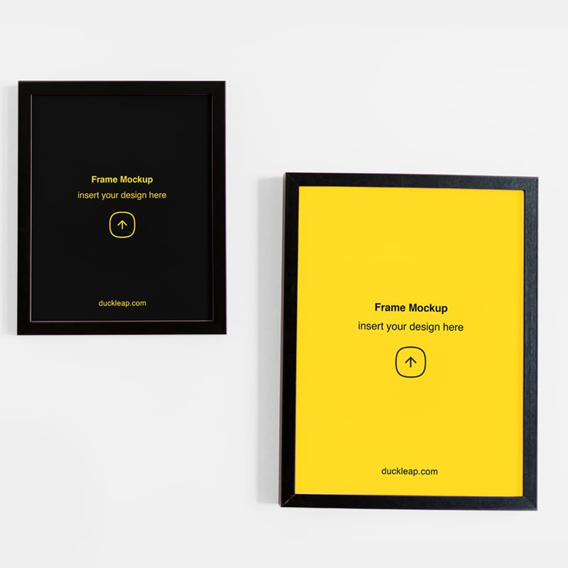 Two Wall Black Frames Mockup PSD