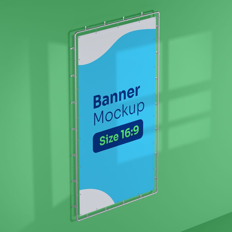 Vertical Ad Wall Banner Mockup PSD