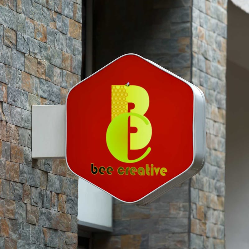 Wall Banner Logo Mockup PSD