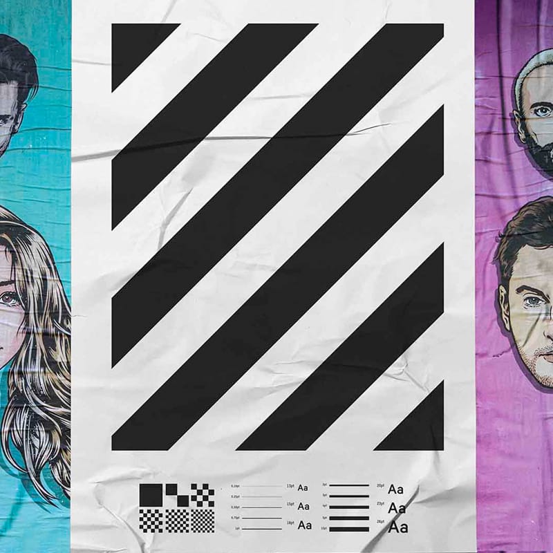 Wrinkled Poster Mockup PSD