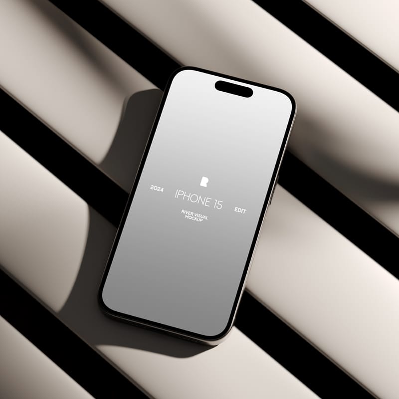 iPhone 15 Pro Mockup on White Blanc PSD