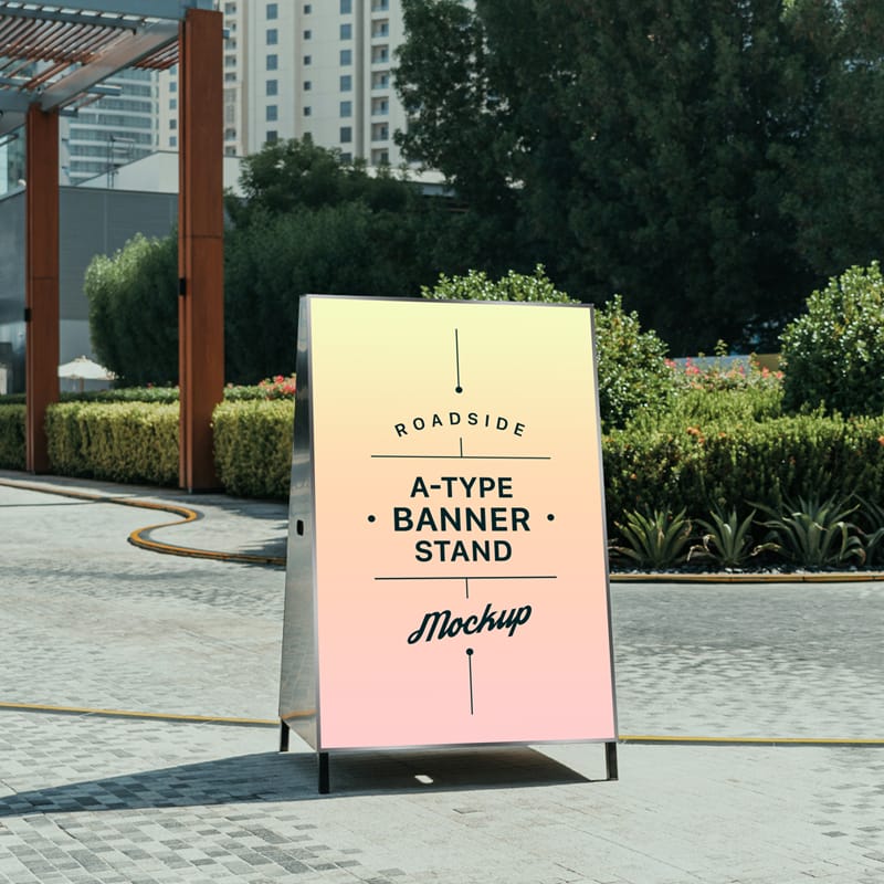 A-Type Banner Stand Mockup PSD
