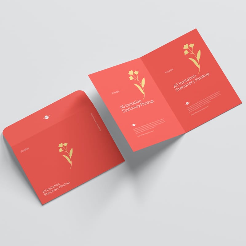A5 Invitation Stationery Mockup PSD