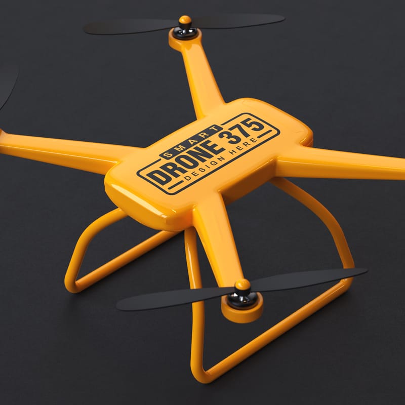Angle Shot Drone Logo Mockup PSD