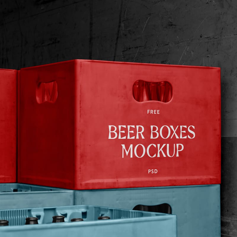 Beer Boxes Mockup PSD