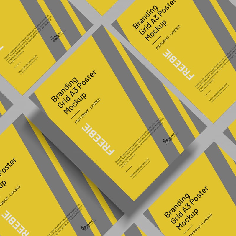 Branding Grid A3 Poster Mockup PSD