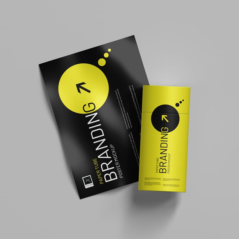 Branding Paper Tube with Poster Mockup PSD
