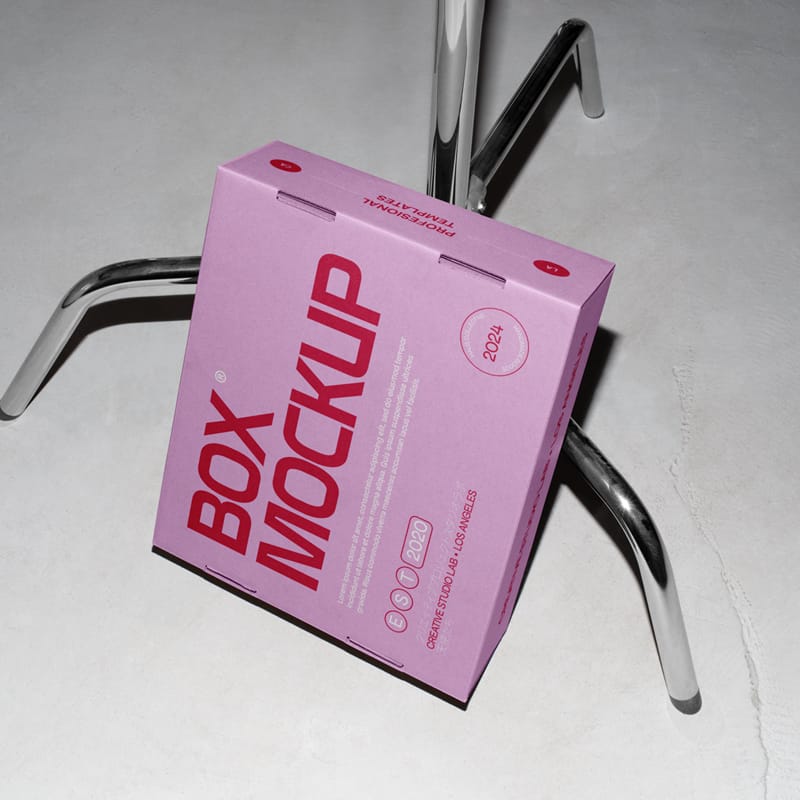 Cardboard Box with Tripod Mockup PSD