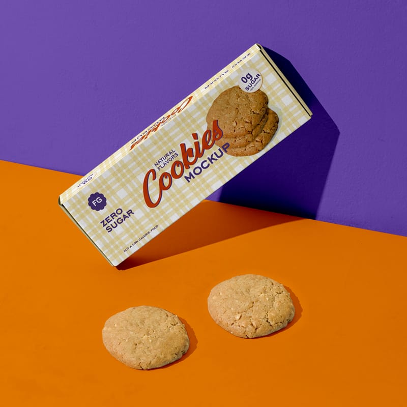 Cookie Packaging Box Mockup PSD