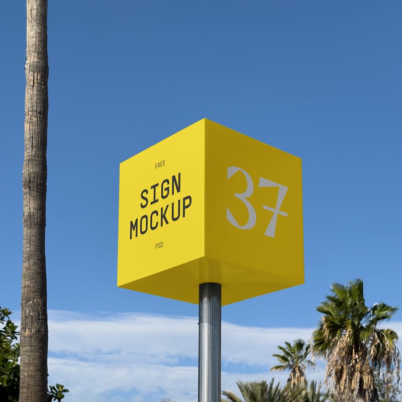 Cube Sign Mockup PSD