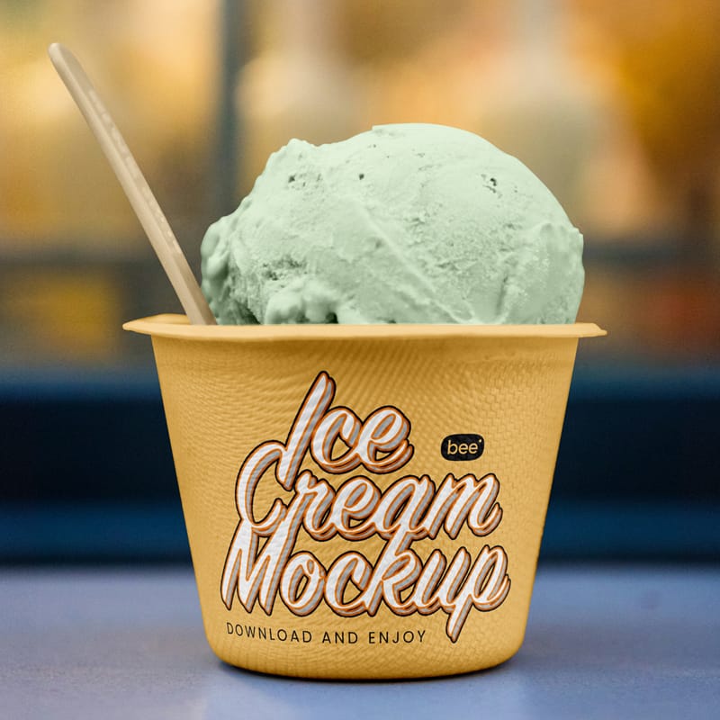 Eco Ice Cream Cup Mockup PSD